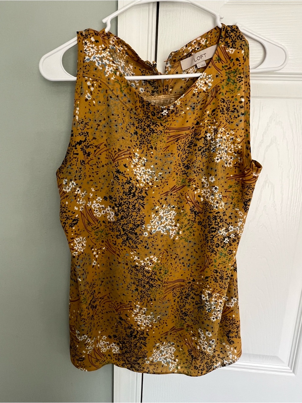 LOFT Mustard Floral Print Sleeveless Shell